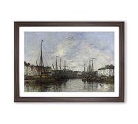 Eugene Boudin Brussels Harbour Framed Print | A2 Walnut Framed Wall Art | Ready to Hang | Modern Nature Picture | Living Room Bedroom Lounge Office