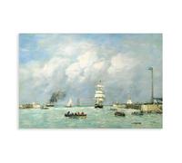 Eugene Boudin,Le Havre, Entrance to The Port,art Prints,Vintage Art,canvas Wall Art,famous Art Prints, Canvas Poster Bedroom Decor Landscape Office Room Decor Gift 16x24inch(40x60cm)
