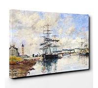 Eugene Boudin Shipe at Anchor Canvas Print | Gallery Wrapped 30mm Frame Wall Art | 30x20 inches | Ready to Hang | Modern Picture | Living Room Bedroom Lounge Office