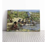 Eugene Boudin Washing in The Stream Canvas Print | Gallery Wrapped 30mm Frame Wall Art | 24x16 inches | Ready to Hang | Modern Picture | Living Room Bedroom Lounge Office