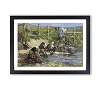 Eugene Boudin Washing in The Stream Framed Print | A2 Oak Framed Wall Art | Ready to Hang | Modern Nature Picture | Living Room Bedroom Lounge Office