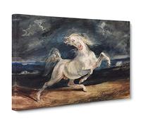 Eugene Delacroix Frightened Horse Canvas Print | Gallery Wrapped 30mm Frame Wall Art | 30x20 inches | Ready to Hang | Modern Animals Picture | Living Room Bedroom Lounge Office