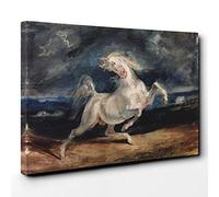 Eugene Delacroix Frightened Horse Canvas Print | Gallery Wrapped 30mm Frame Wall Art | 30x20 inches | Ready to Hang | Modern Animals Picture | Living Room Bedroom Lounge Office