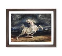 Eugene Delacroix Frightened Horse Classic Painting Framed Print | A2 Walnut Framed Wall Art | Ready to Hang | Classic Animal Picture | Living Room Bedroom Lounge Office