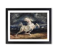 Eugene Delacroix Frightened Horse Classic Painting Framed Print | A4 Black Framed Wall Art | Ready to Hang | Classic Animal Picture | Living Room Bedroom Lounge Office