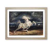 Eugene Delacroix Frightened Horse Classic Painting Framed Wall Art Print, Ready to Hang Picture for Living Room Bedroom Home Office Décor, Oak A3 (46 x 34 cm)