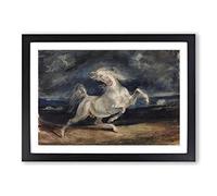 Eugene Delacroix Frightened Horse Framed Print | A2 Oak Framed Wall Art | Ready to Hang | Modern Animal Picture | Living Room Bedroom Lounge Office
