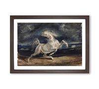 Eugene Delacroix Frightened Horse Framed Print | A2 Walnut Framed Wall Art | Ready to Hang | Modern Animal Picture | Living Room Bedroom Lounge Office