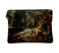 Eugene Delacroix La Mort d'Ophelie Shakespeare Painting Computer and Tablet Case Linen Look - 10 Inches Protective Laptop Sleeve Printed in France