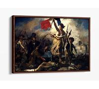 Eugene Delacroix, Liberty Leading The People - Canvas Floater Frame Print Picture Art - Walnut Frame 12 inch wide x 8 inch high