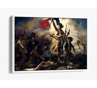 Eugene Delacroix, Liberty Leading The People - Canvas Floater Frame Print Picture Art - White Frame 12 inch wide x 8 inch high