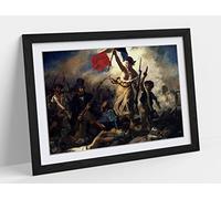 Eugene Delacroix, Liberty Leading The People - Framed Wall Art Print Picture - A2 - Black Frame