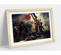 Eugene Delacroix, Liberty Leading The People - Framed Wall Art Print Picture - A4 - Light Oak Frame