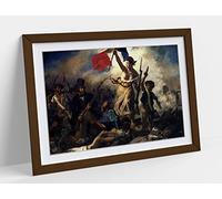 Eugene Delacroix, Liberty Leading The People - Framed Wall Art Print Picture - A4 - Walnut Frame