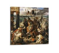 Eugène Delacroix Poster Work《The Entry of The Crusaders Into Constantinople》 Wall Art Scroll Canvas Painting Picture Living Room Decor Home 16x16inch(40x40cm)
