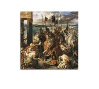 Eugène Delacroix Poster Work《The Entry of The Crusaders Into Constantinople》 Wall Art Scroll Canvas Painting Picture Living Room Decor Home 24x24inch(60x60cm)