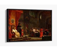 Eugene Delacroix, The Two Foscari Canvas Floater Frame Print Picture Art - Black Frame 36 inch wide x 24 inch high