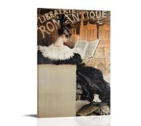 Eugène Grasset Librairie Romantique 1887 Art Nouveau Poster Print - Woman Reading with Gothic Architecture Wall Art Cool Artworks Painting Wall Art Canvas Prints Hanging Picture Home Decors Gift Idea