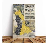 Eugene Grasset Madird Exposition Canvas Print | Gallery Wrapped 30mm Frame Wall Art | 30x20 inches | Ready to Hang | Modern Picture | Living Room Bedroom Lounge Office