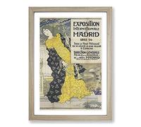 Eugene Grasset Madird Exposition Framed Print | A2 Oak Framed Wall Art | Ready to Hang | Modern Nature Picture | Living Room Bedroom Lounge Office