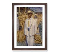 Eugene Jansson Man in a Panama Hat Framed Print | A2 Walnut Framed Wall Art | Ready to Hang | Modern Nature Picture | Living Room Bedroom Lounge Office