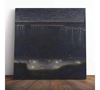 Eugene Jansson Night Scene Across The Bay Canvas Print | Gallery Wrapped 30mm Frame Wall Art | 20x20 inches | Ready to Hang | Contemporary Picture | Living Room Bedroom Lounge Office