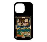 Eugene Oregon Flag Skyline Mountain Retro Vintage Art Case for iPhone 14 Pro Max