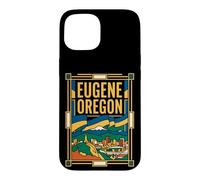 Eugene Oregon Flag Skyline Mountain Retro Vintage Art Case for iPhone 15
