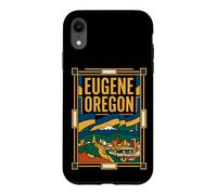 Eugene Oregon Flag Skyline Mountain Retro Vintage Art Case for iPhone XR