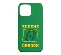 Eugene Oregon Retro Minimalist Pine Tree And OR State Map Case for iPhone 13 Pro Max