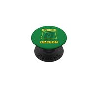 Eugene Oregon Retro Minimalist Pine Tree And OR State Map PopSockets Adhesive PopGrip