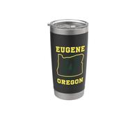Eugene Oregon Retro Minimalist Pine Tree and OR State Map Stainless Steel Insulated Tumbler