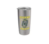 Eugene Oregon Retro Minimalist Pine Tree and OR State Map Stainless Steel Insulated Tumbler