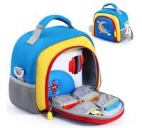 EUGOOCX Carrying Bag Compatible with Little Tikes Story Dream Machine Books Starter Set, Storage Case with Shoulder Strap for Audio Player, Books and Character Collection (Blue Red)