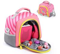EUGOOCX Carrying Bag for Toniebox Audio Player Starter Set, Travel Storage Case Compatible with Tonies Characters, Headphones and Audio Player Organizer with Shoulder Strap (Pink)