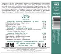 EUGŠNE YSA˜E: STRING TRIO 'LE CHIMAY'; SONATA FOR TWO VIOLINS; CELLO SONATA NEW
