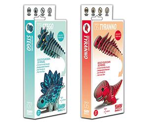 EUGY 3D Dinosaur Model Craft Kits, Stego & Tyranno, 2 Pack
