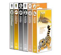 EUGY 3D Model Craft Kits Elephant, Giraffe, Zebra, Panda, Tiger & Sloth, 6 Pack