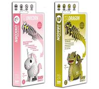 EUGY 3D Model Craft Kits, Unicorn & Dragon, 2 Pack
