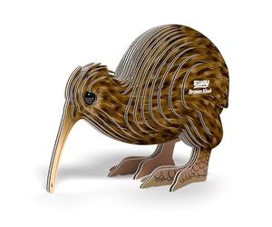 EUGY 650091 Brown Kiwi, 3D Animal Puzzle for Children and Adults to Assemble, DIY Animal Figure, Craft Set from 6 Years