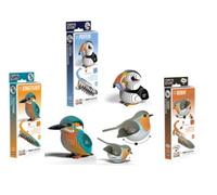 EUGY Bird Trio Pack - Kingfisher, Robin & Puffin | 3D Cardboard Animal Model Craft Kit | Eco-Friendly STEM Toy | Collectable Bird Models | Gift for Children Aged 6+