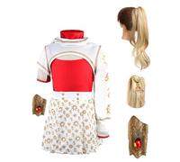 Euholute ZomBie Vampire Nova Cosplay Shirt Pants Hooded Coat Asymmetrical Sleeve Outfit with Wristband Vampires Costume, Red White -2 + Wig, XXL