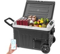 EUHOMY 12V Car Refrigerator 35L Compressor Portable Freezer DC 12V/24V AC 220-240V 12V - 20°C - 20°C with APP Control - Cool Box with Wheels and 2 Baskets