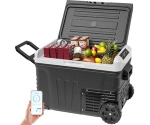 EUHOMY 12V Car Refrigerator 35L Compressor Portable Freezer DC 12V/24V AC 220-240V 12V - 20°C - 20°C with APP Control - Cool Box with Wheels and 2 Baskets