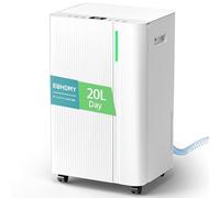 EUHOMY 20L/Day Dehumidifier for Home, Low Energy & Ultra-quiet Smart Electric Dehumidifier with Laundry Mode, with Auto Defrost & Humidity Sensor, 24-Timer, Continuous Drainage, Nylon Filter