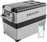 EUHOMY 40L Car Fridge Freezer 12V, Portable Camping Fridge Freezer Car Refrigerators with APP Control, Compressor Refrigerators with 12/24V DC & 110-240V AC for Camping, RV, Road Trip, Picnic(Gray)