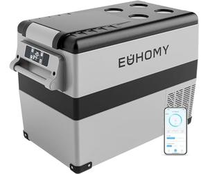 EUHOMY 40L Car Fridge Freezer 12V, Portable Camping Fridge with APP Control, Compressor Fridge with 12/24V DC & 110-240V AC, 42dB Quiet for Camping, RV, Road Trip, Picnic (Gray)