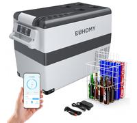EUHOMY 40L Car Fridge Freezer 12V, Portable Camping Fridge with APP Control, Compressor Fridge with 12/24V DC & 110-240V AC, 42dB Quiet for Camping, RV, Road Trip, Picnic (Gray)
