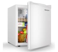 EUHOMY 46L Small Fridge, Table Top Fridge with 7-Level Adjustable Thermostat, Reversible Door & Chiller Box, Low Noise (38 dB) - Mini Fridge for Bedrooms & Office, White Refrigerators [Energy Class E]