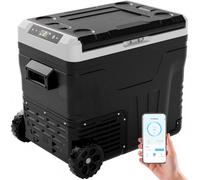 EUHOMY 50L Car Fridge,12V Refrigerator -20℃~20℃,Camping Fridge 12/24V DC, 220-240V AC with APP control, 12V Portable Freezer with Wheels for Camping, RV, Travel, Fishing, Outdoor